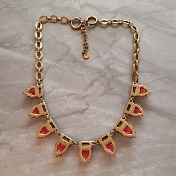 🎀 Stella and Dot Hot Neon Rhinestones Crystals Vintage Antiqued Gold Statement - Picture 7 of 13